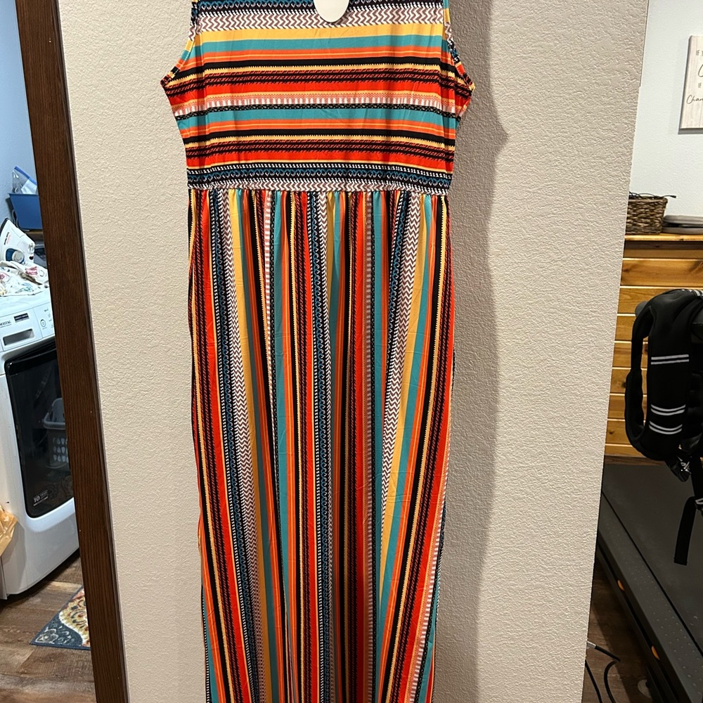 NEW Colorful Striped Maxi Dress